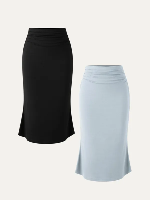Eco-SkinKiss® Ruched Side Mermaid Midi Skirt 2Pcs Set sold by ogl move