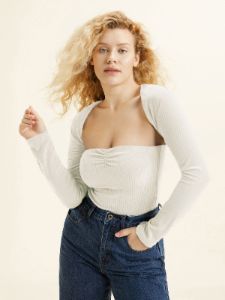 Velvety Touch Ribbed Shrug & Front Ruched Tube Top 2Pcs Set sold by ogl move