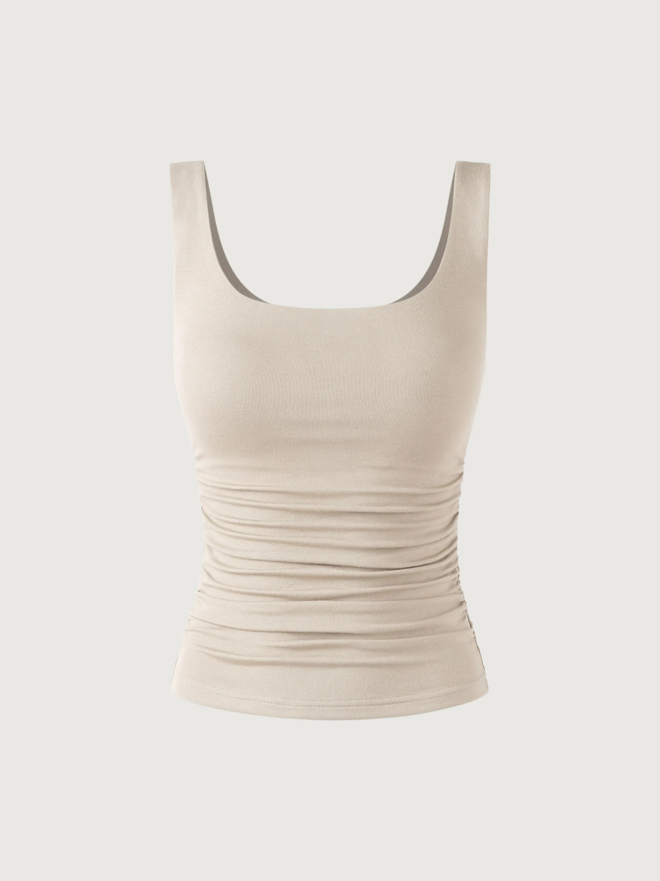 Ruched Sides Square Brami Tank Top-Hip Length sold by ogl move product image thumbnail 2