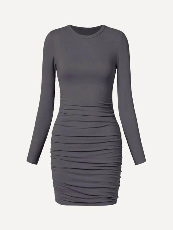 Eco-SkinKiss® Long Sleeve Ruched Sides Mini Dress sold by ogl move