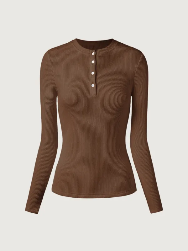 Soft Rib Henley Top sold by ogl move