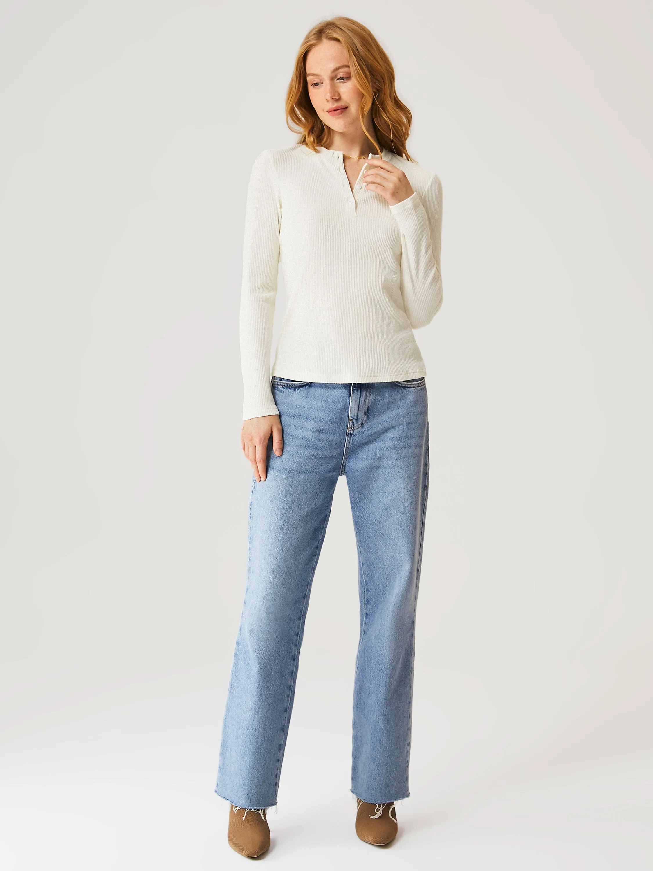 Soft Rib Henley Top sold by ogl move product image thumbnail 3