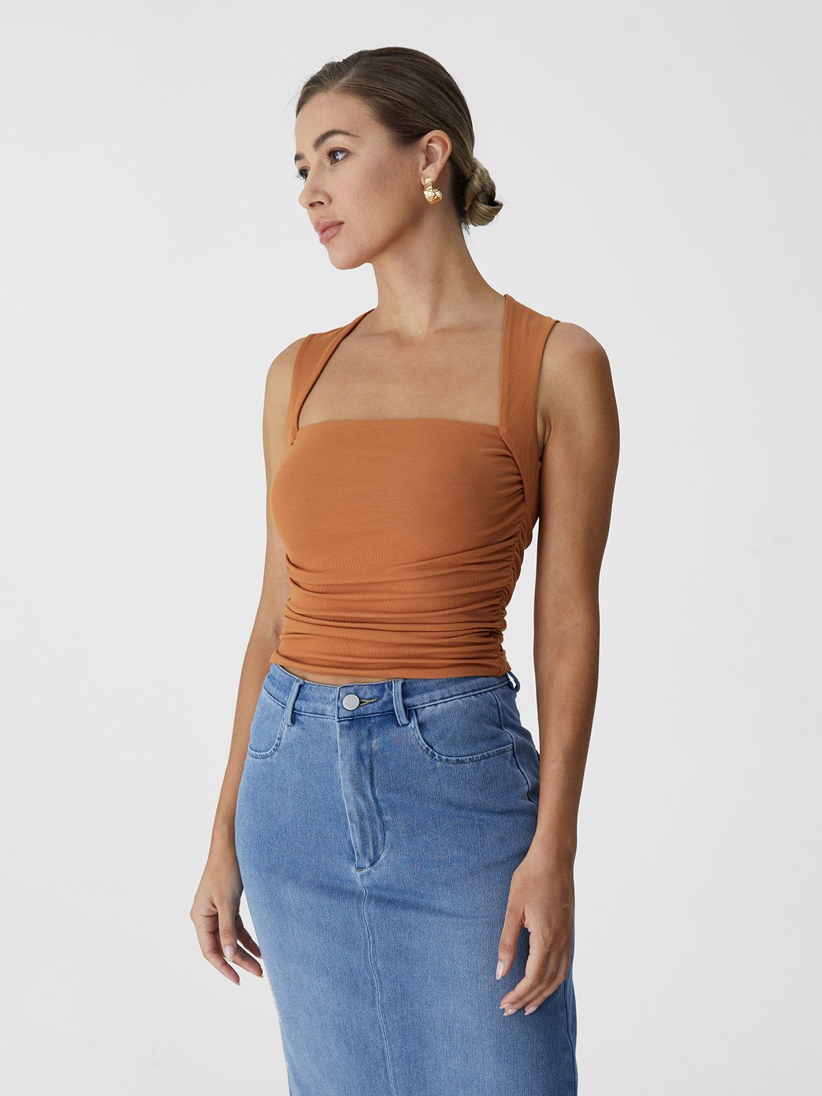 Eco-SkinKiss® Ruched Tapered Square Neck Tank-2Pcs Set sold by ogl move product image thumbnail 2