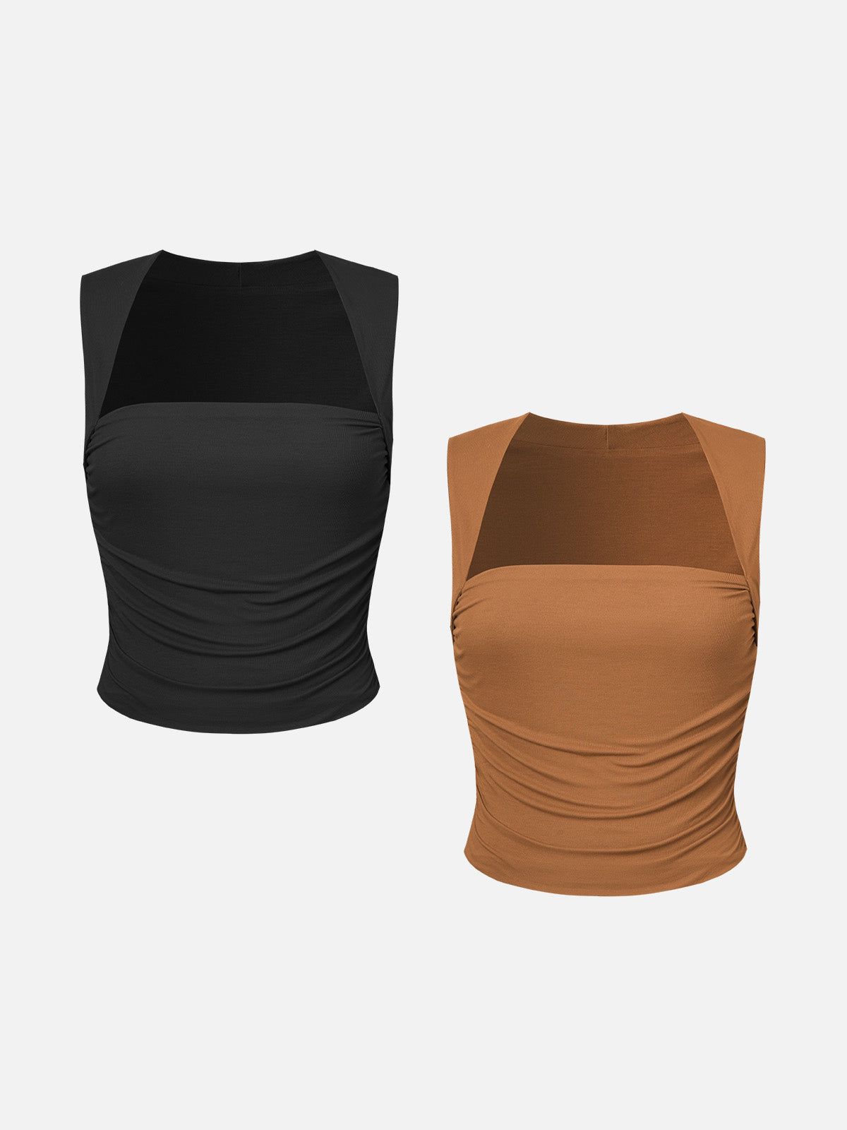 Eco-SkinKiss® Ruched Tapered Square Neck Tank-2Pcs Set sold by ogl move