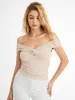 Eco-SkinKiss® Bow-Knot Front Cold-Shoulder Top sold by ogl move