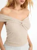 Eco-SkinKiss® Bow-Knot Front Cold-Shoulder Top sold by ogl move