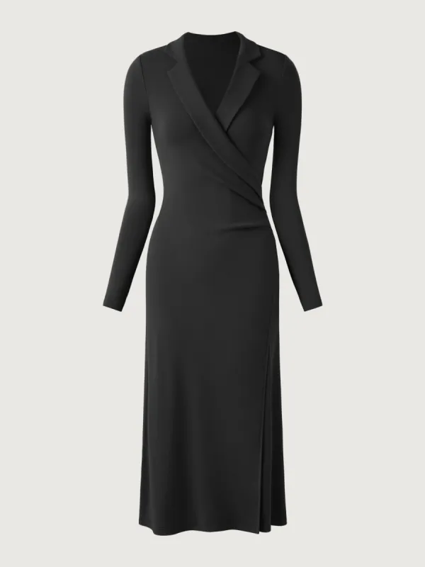 Eco-Mousse®2.0 Collared Surplice Midi Dress sold by ogl move