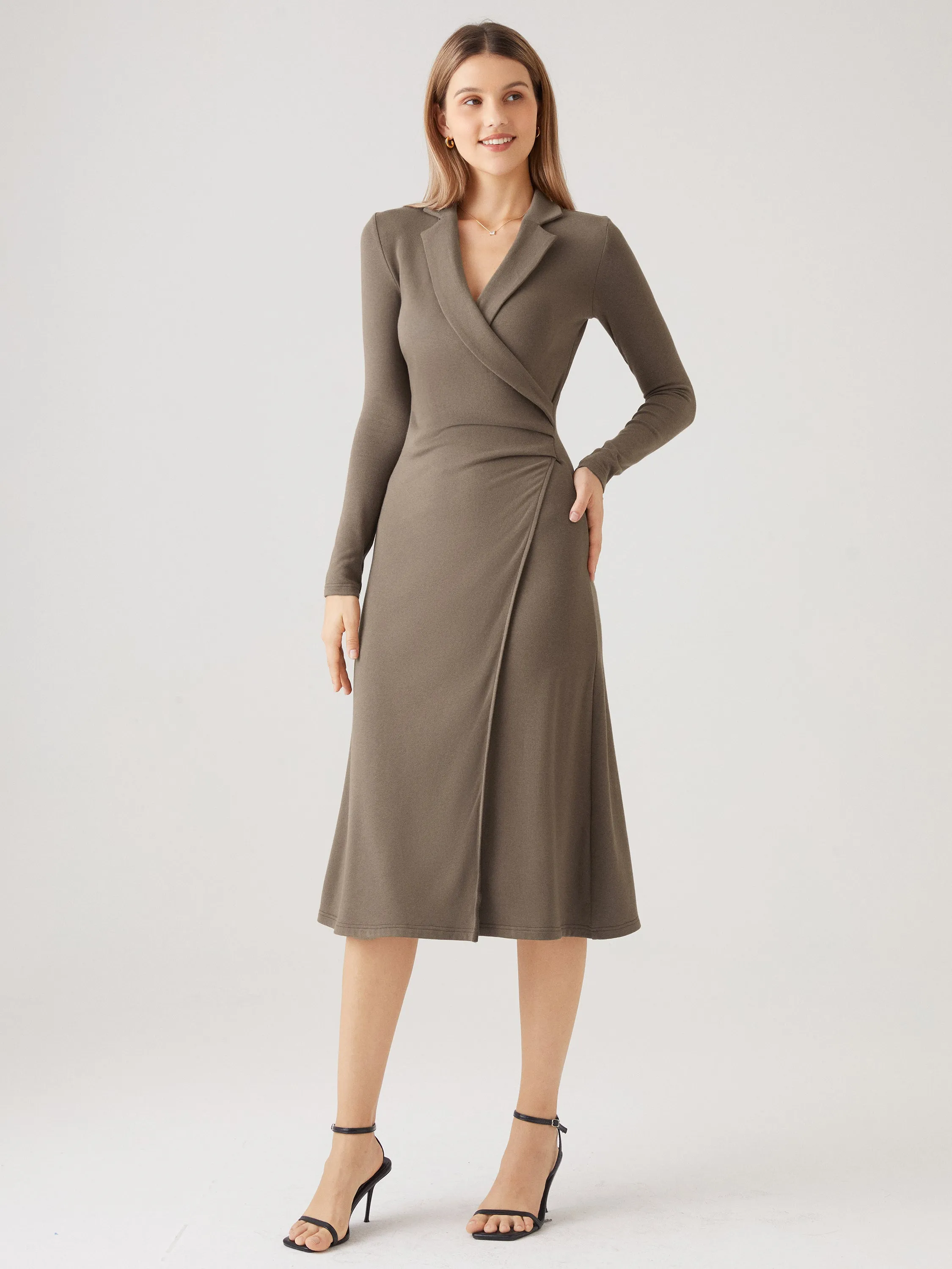 Eco-Mousse®2.0 Collared Surplice Midi Dress sold by ogl move product image thumbnail 3