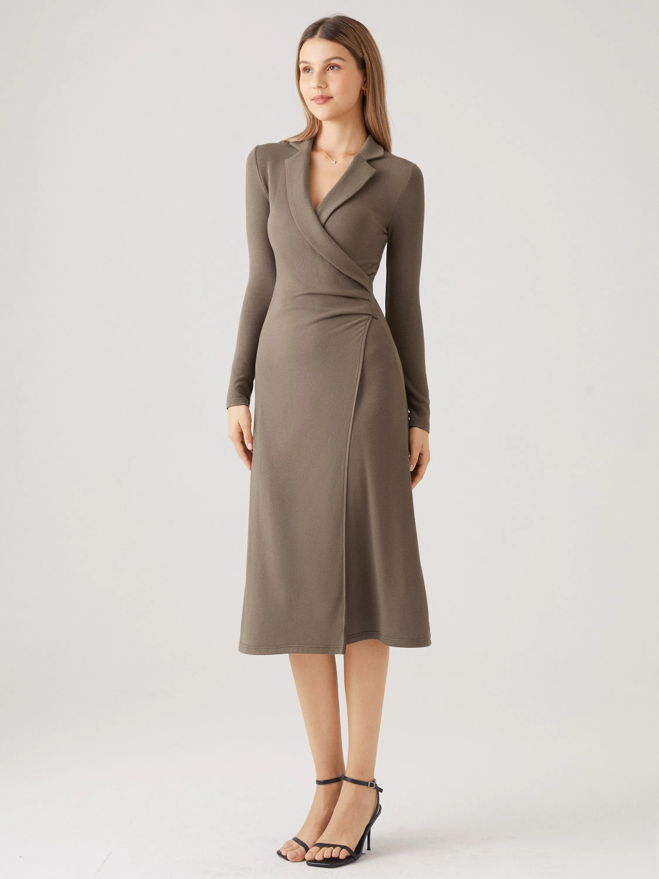 Eco-Mousse®2.0 Collared Surplice Midi Dress sold by ogl move product image thumbnail 4