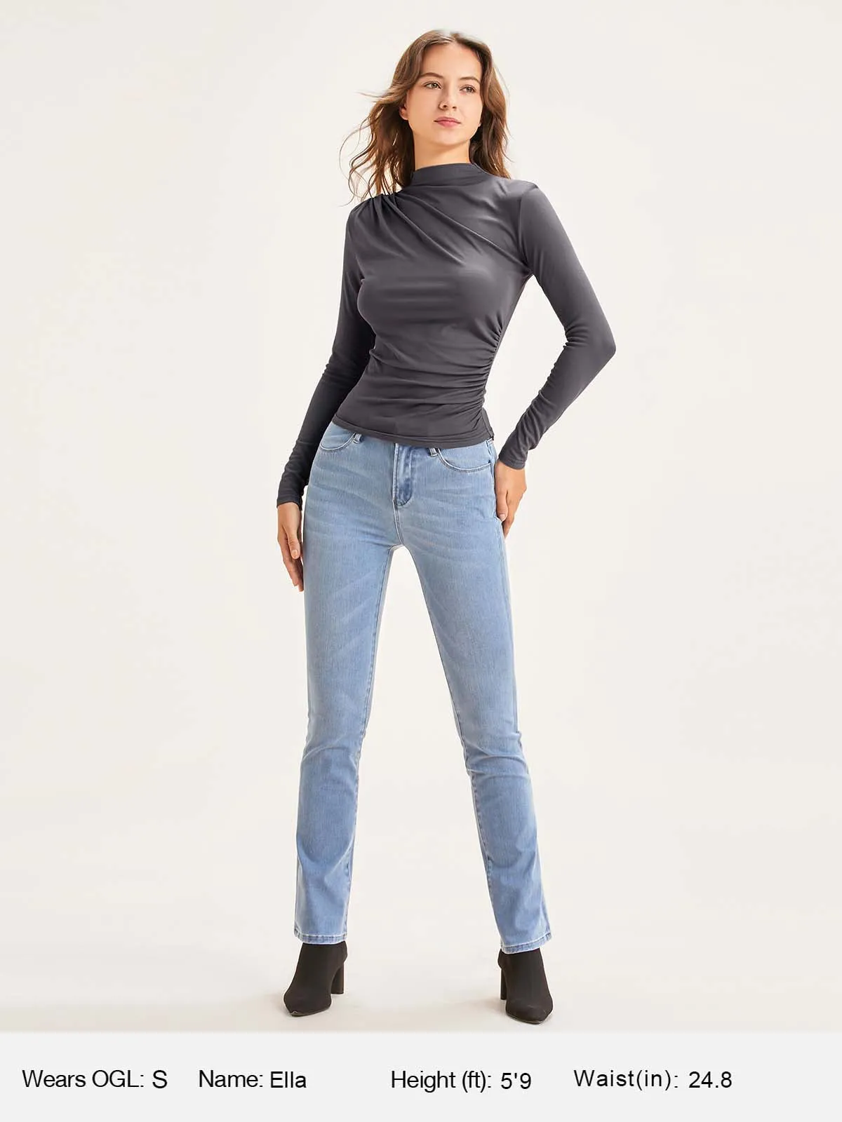 Eco-SkinKiss® Asymmetrical Ruch Mock Neck Top sold by ogl move product image thumbnail 3