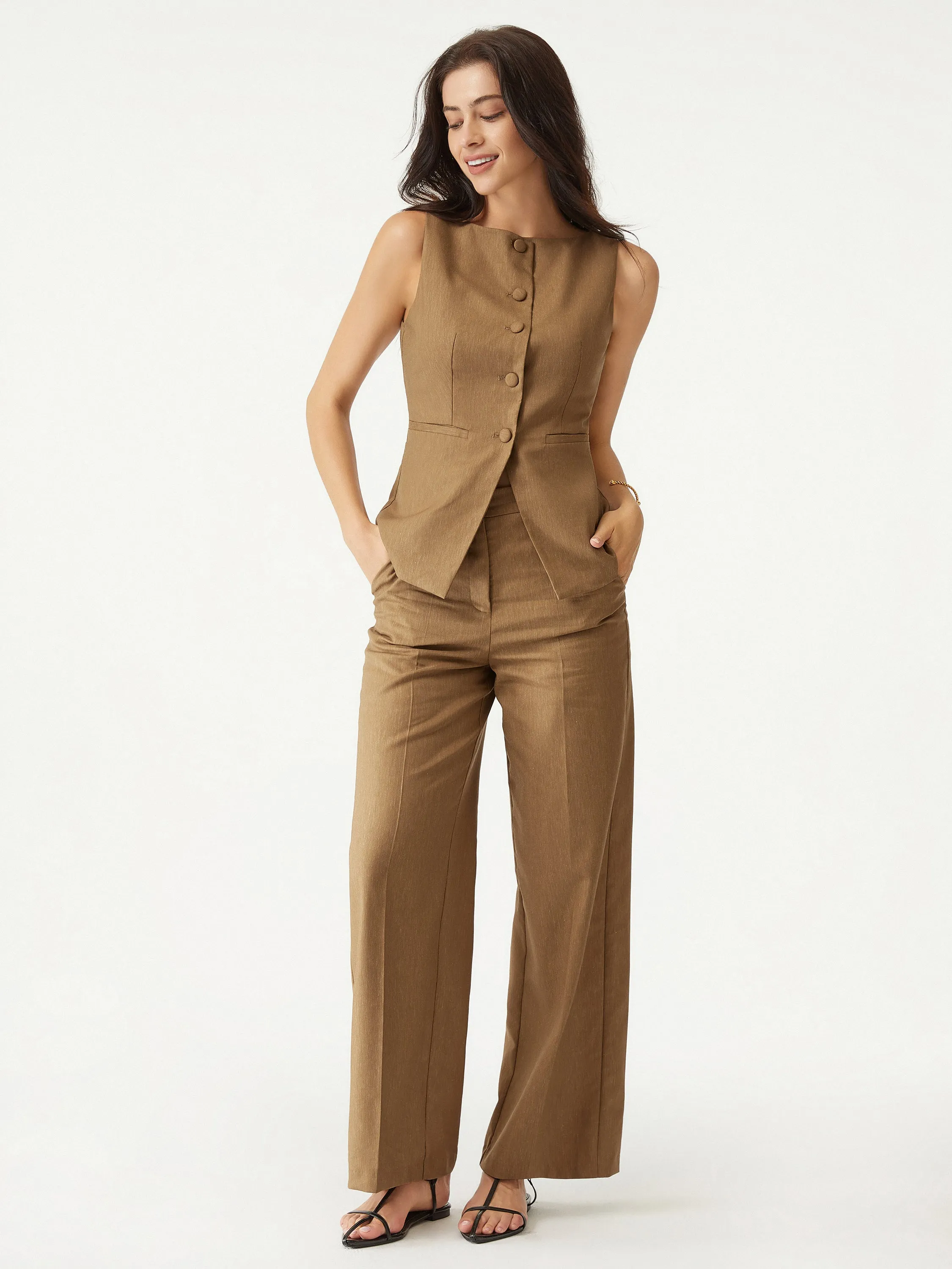 Suit Set Boat-Neck Structured Vest & The Efficient Fine Tuning Trouser sold by ogl move