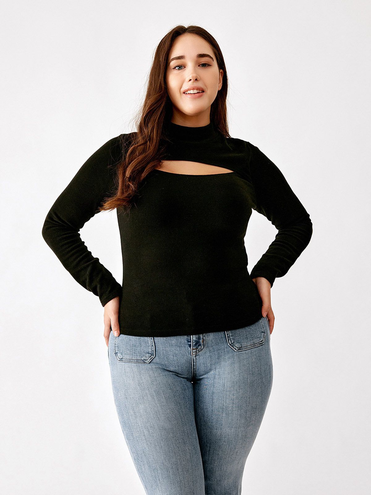 Eco-Mousse® Turtleneck Knitted Cut-out Top sold by ogl move product image thumbnail 4