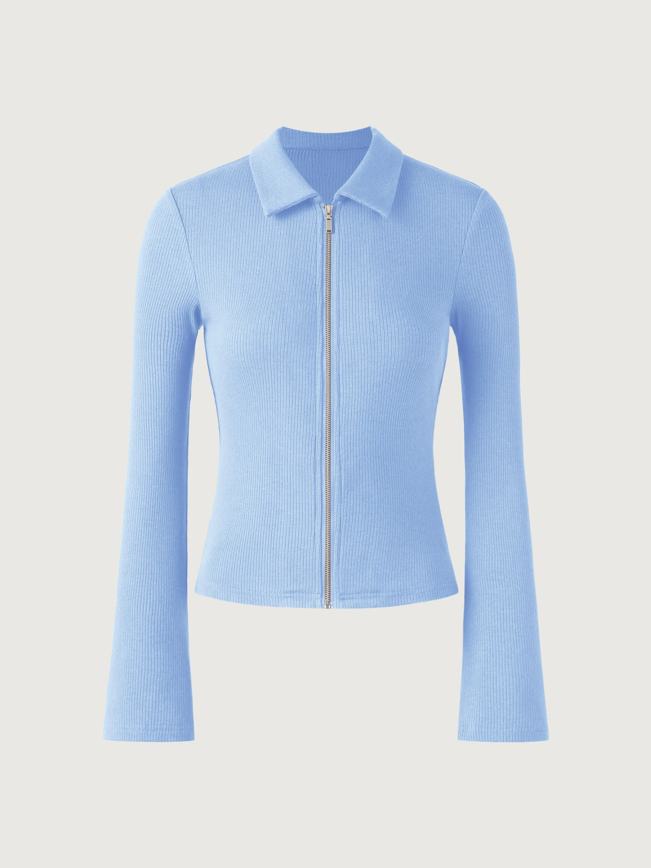 Plantive® Zip Front Flare Sleeve Top sold by ogl move product image thumbnail 3