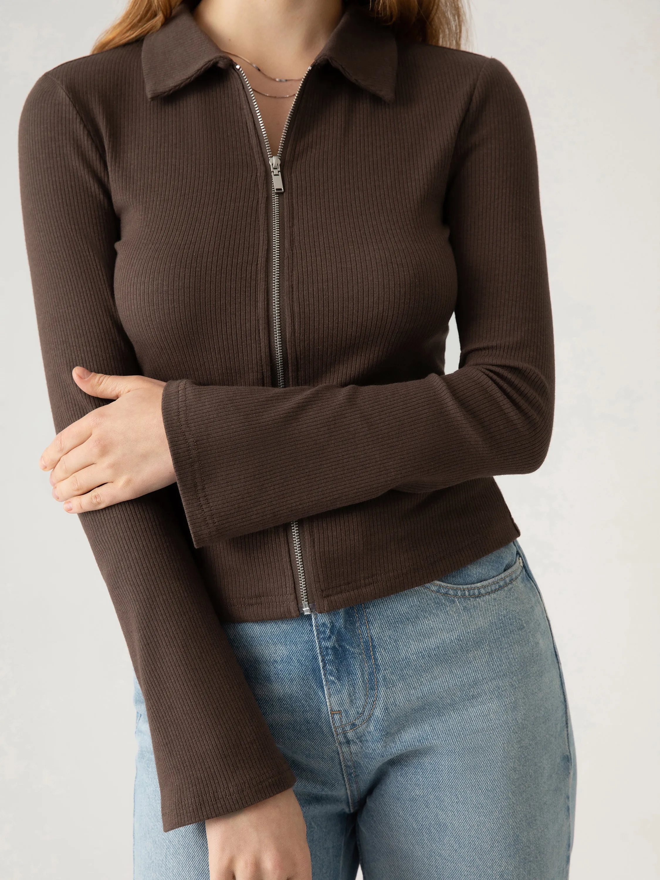 Plantive® Zip Front Flare Sleeve Top sold by ogl move product image thumbnail 4