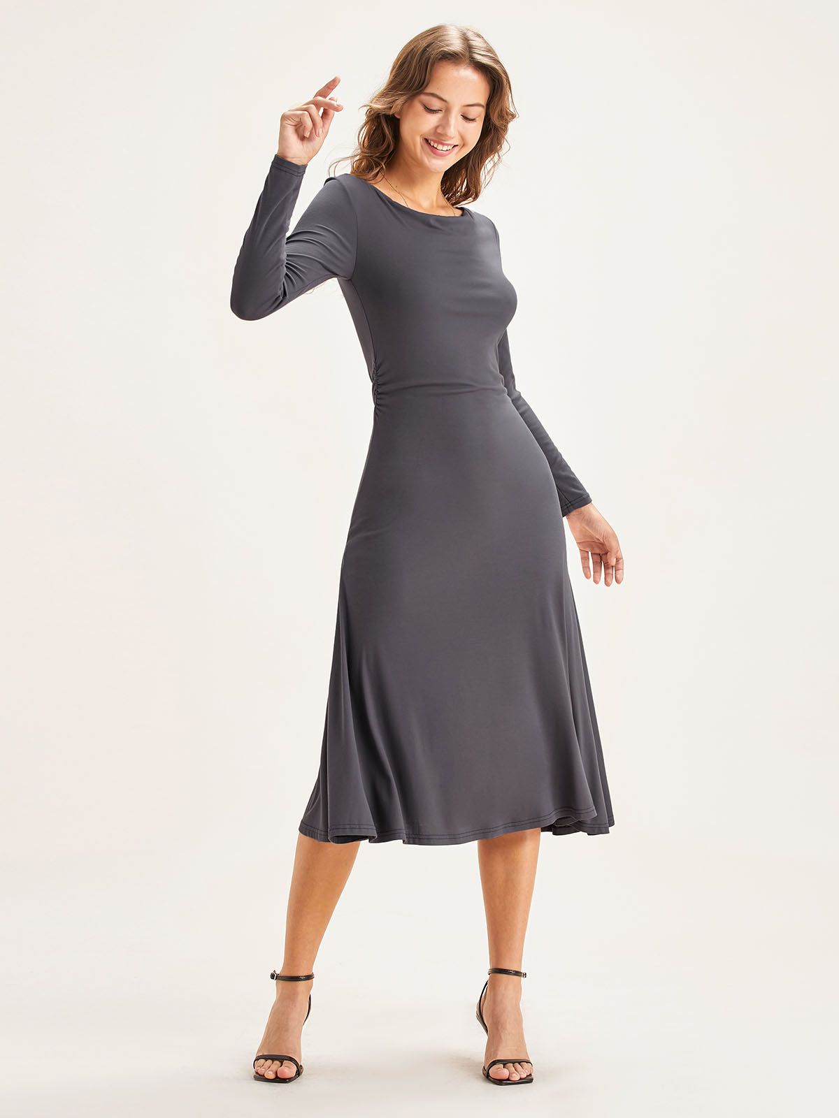 Eco-SkinKiss® Cowl Neck Long Sleeve Midi Dress sold by ogl move