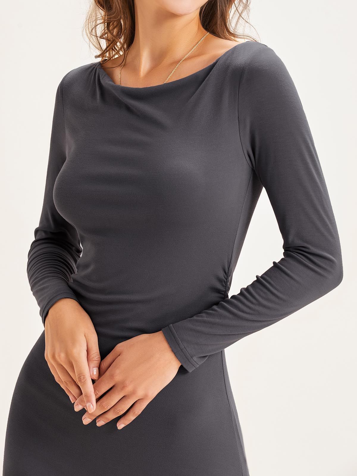 Eco-SkinKiss® Cowl Neck Long Sleeve Midi Dress sold by ogl move product image thumbnail 5