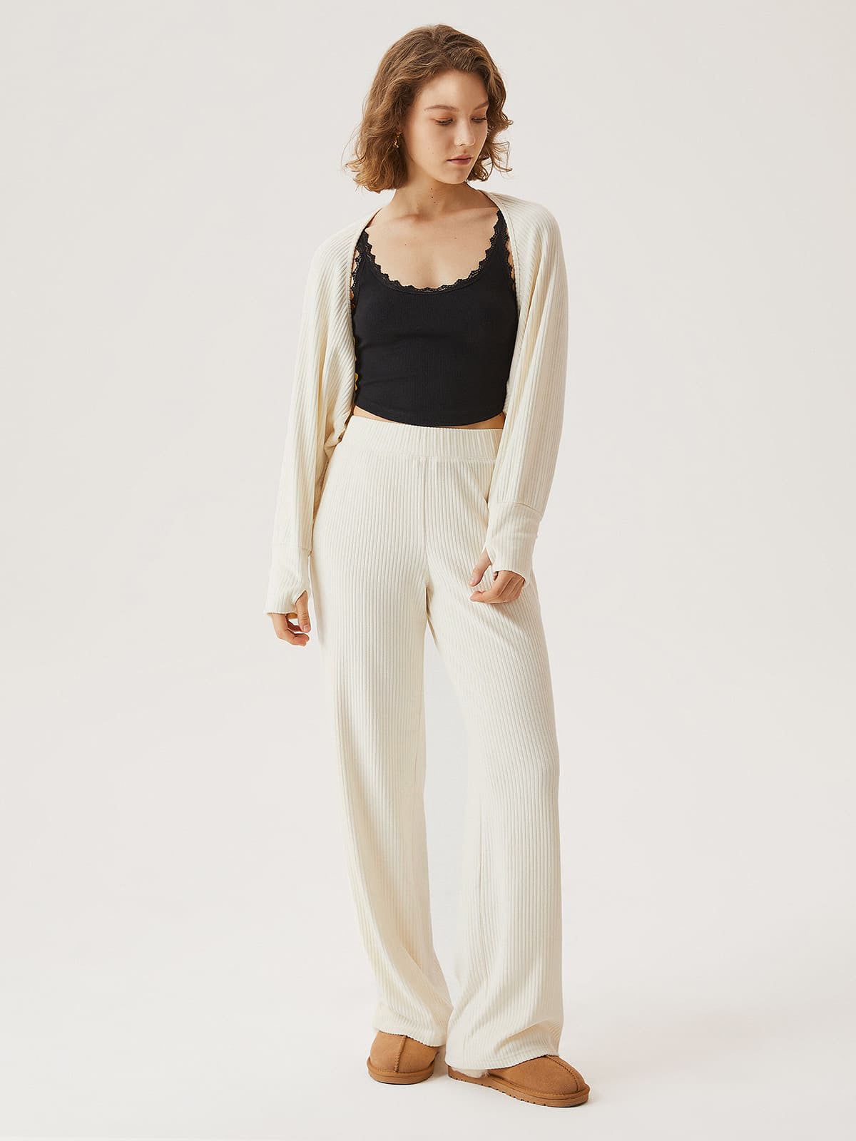 Wide Rib Wide Leg Slip-On Pants sold by ogl move product image thumbnail 3