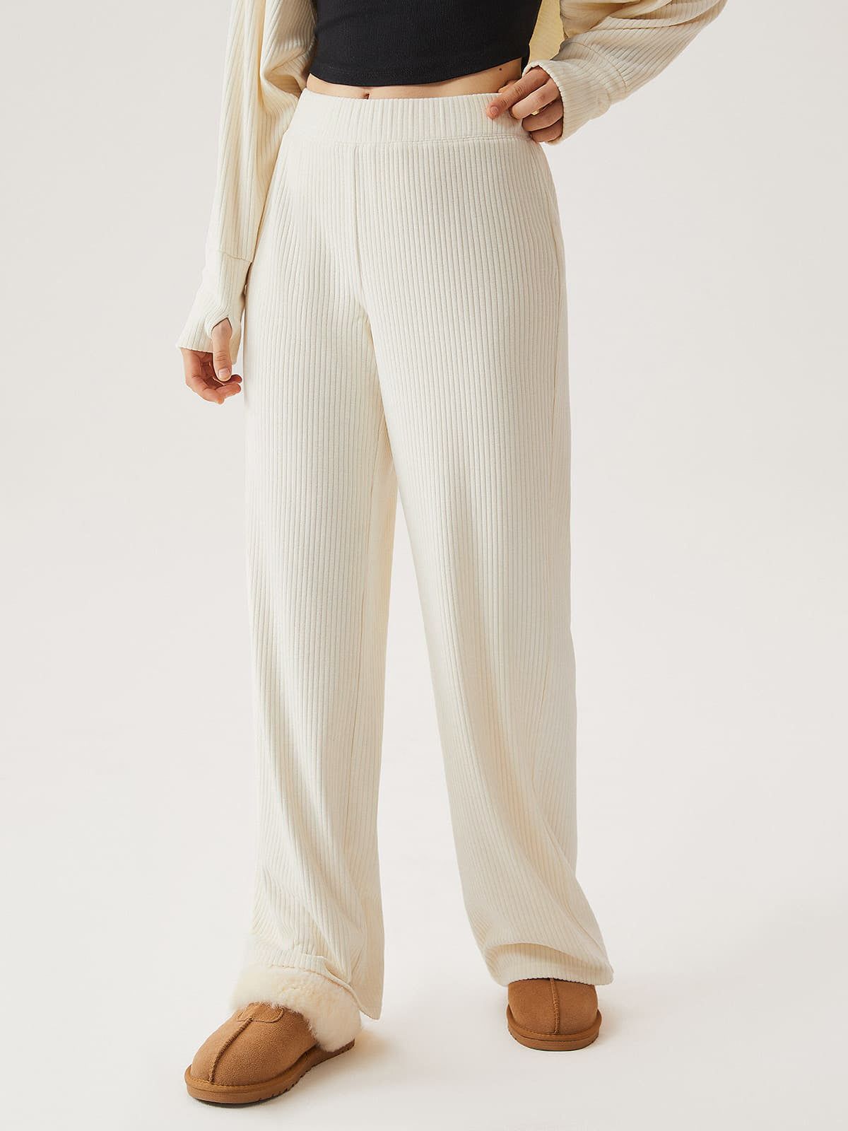 Wide Rib Wide Leg Slip-On Pants sold by ogl move