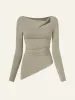 Cowl Neck Side Ruched Asymmetrical Top sold by ogl move