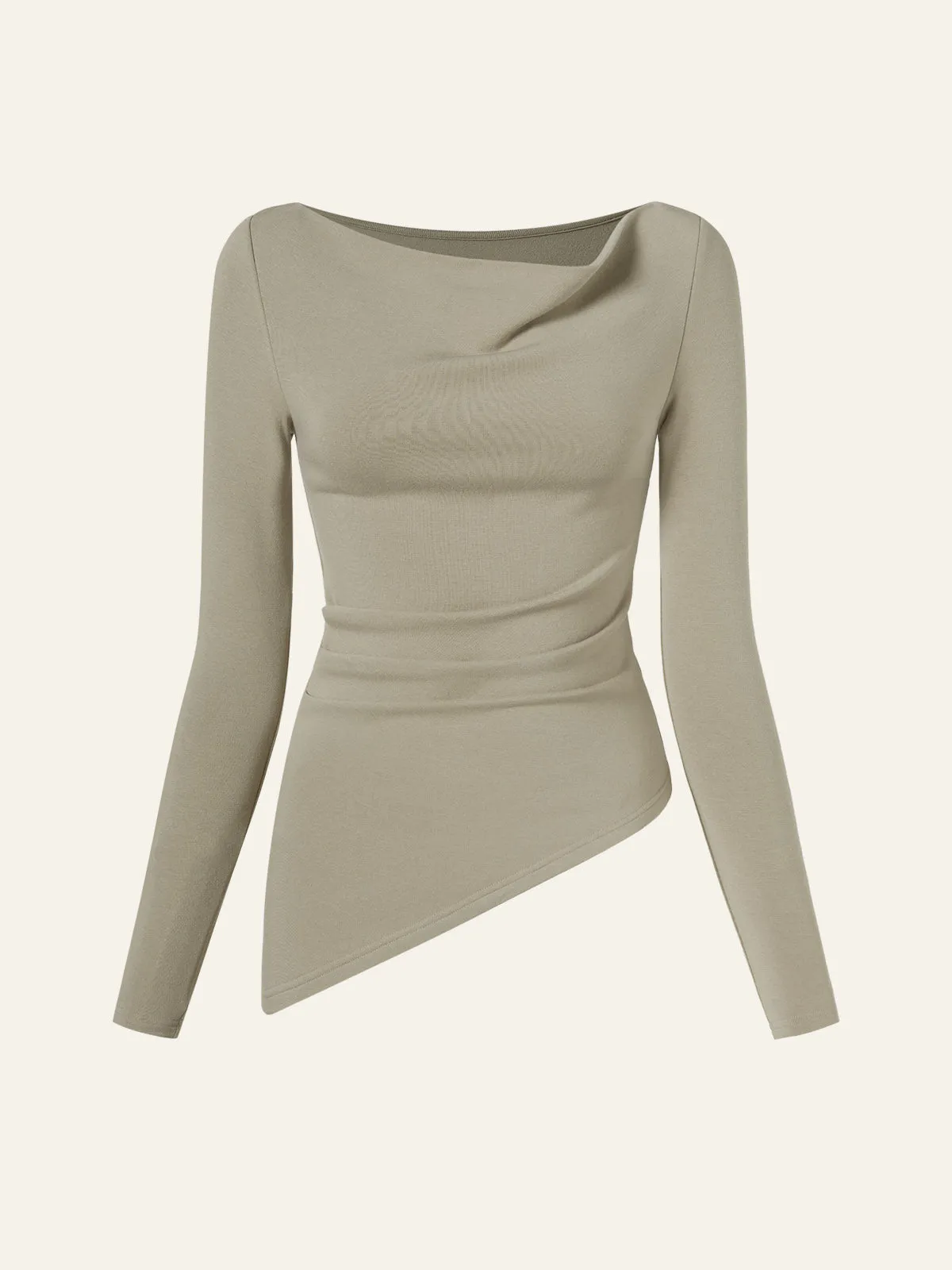 Cowl Neck Side Ruched Asymmetrical Top sold by ogl move product image thumbnail 2