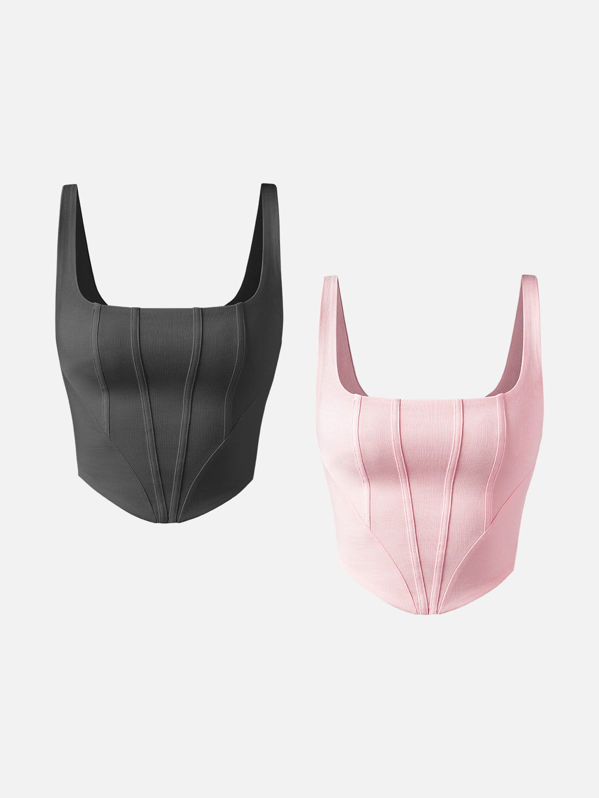 IcyAir® Square Neck Curved Hem Corset Tank-2Pcs Set sold by ogl move product image thumbnail 7