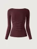 Boatneck Tucks Brami Top sold by ogl move