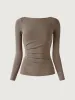 Boatneck Tucks Brami Top sold by ogl move