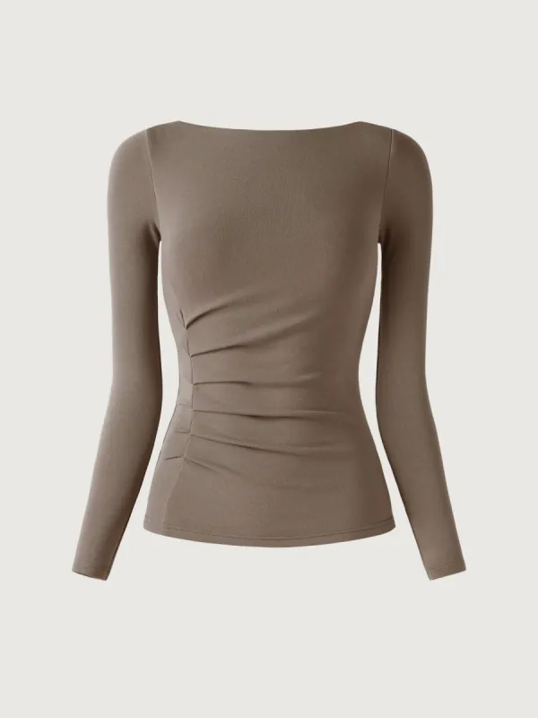 Boatneck Tucks Brami Top sold by ogl move