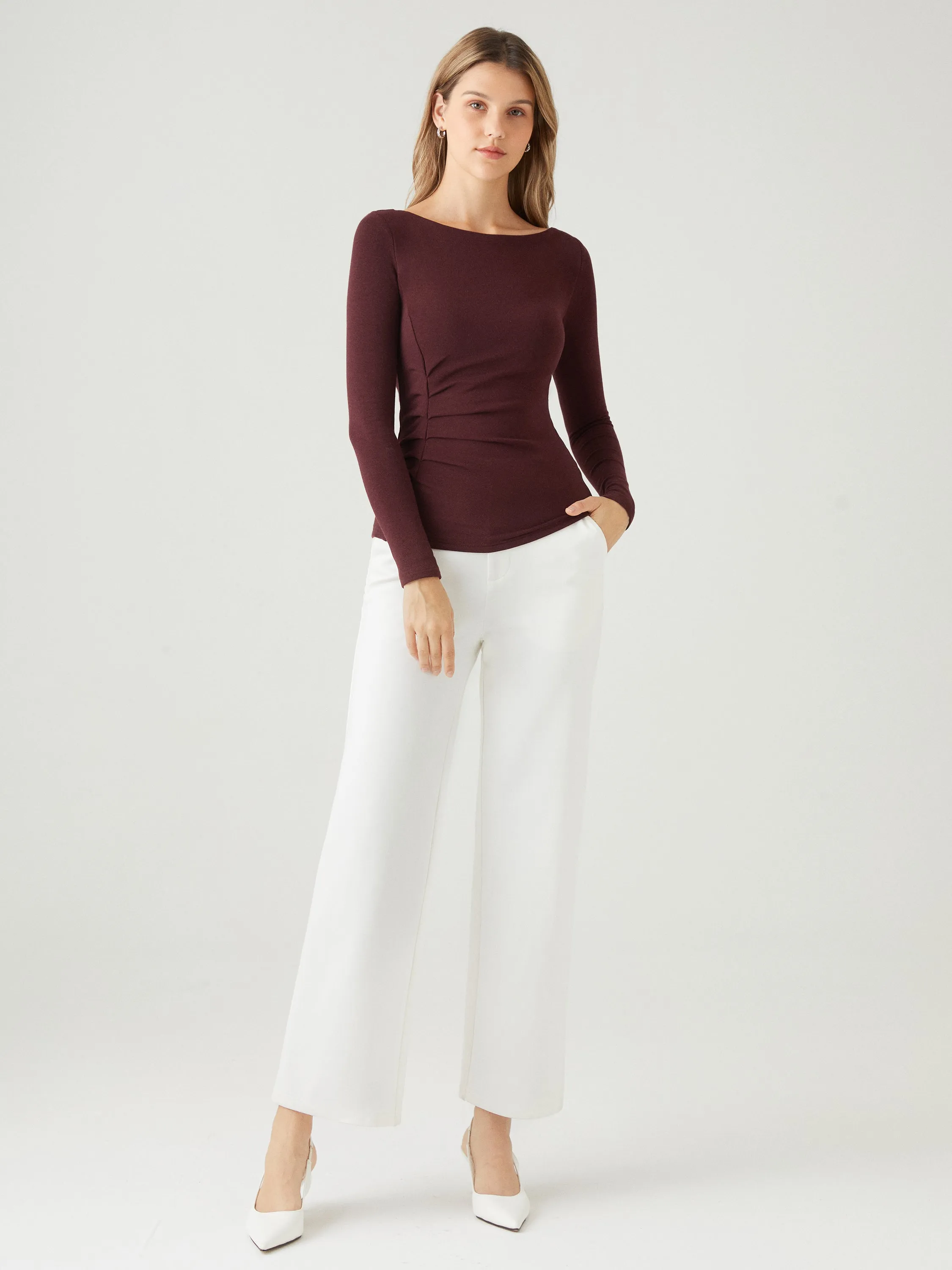 Boatneck Tucks Brami Top sold by ogl move product image thumbnail 5