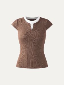 Lace Rib Charm Cap Sleeve Tee sold by ogl move
