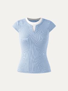 Lace Rib Charm Cap Sleeve Tee sold by ogl move