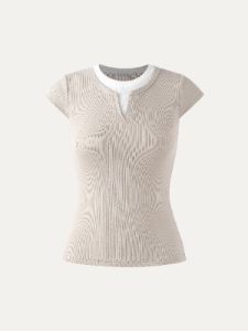 Lace Rib Charm Cap Sleeve Tee sold by ogl move