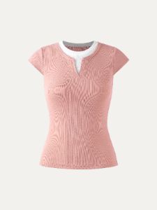 Lace Rib Charm Cap Sleeve Tee sold by ogl move
