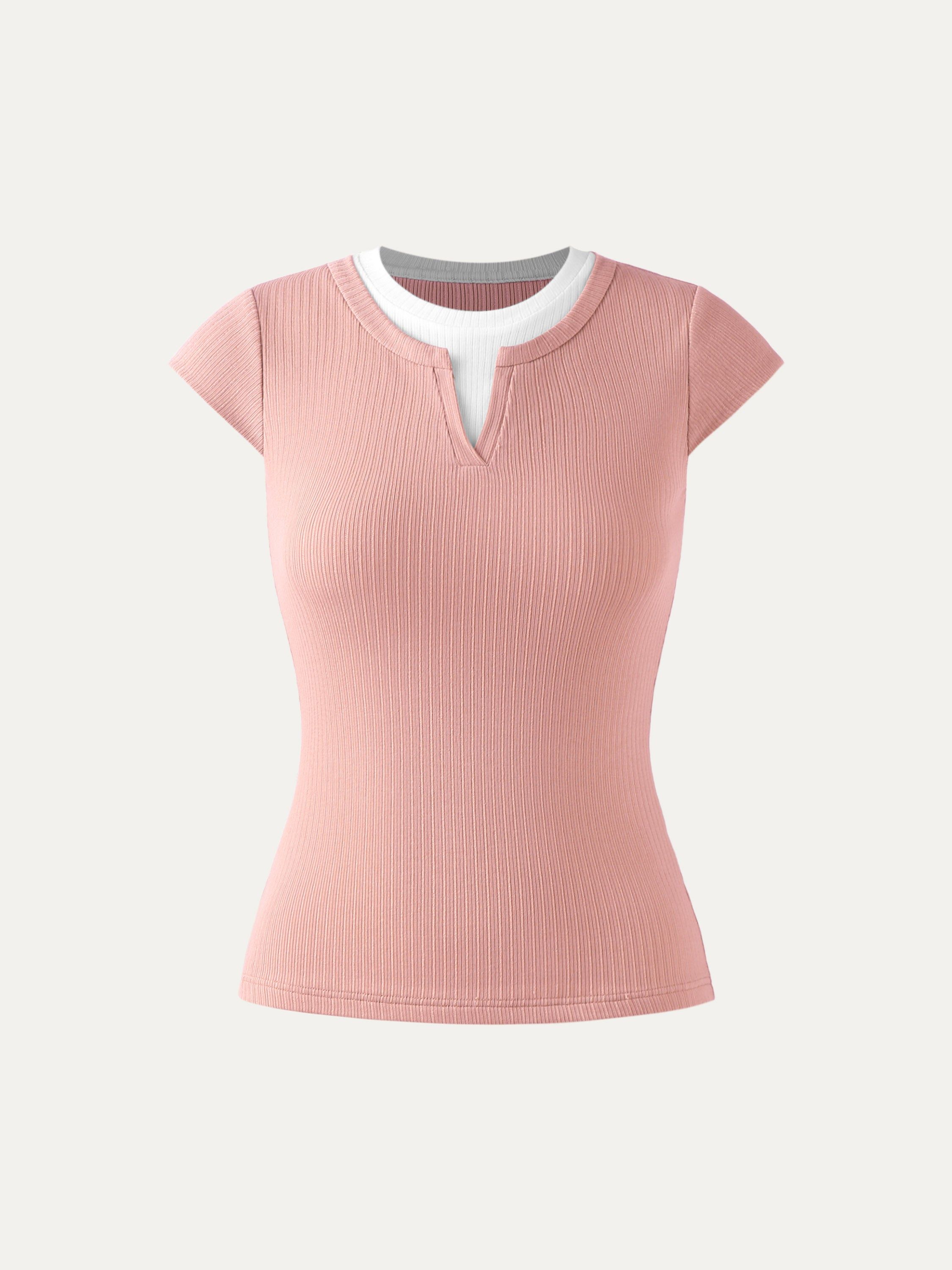 Lace Rib Charm Cap Sleeve Tee sold by ogl move product image thumbnail 4