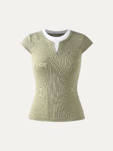 Lace Rib Charm Cap Sleeve Tee sold by ogl move