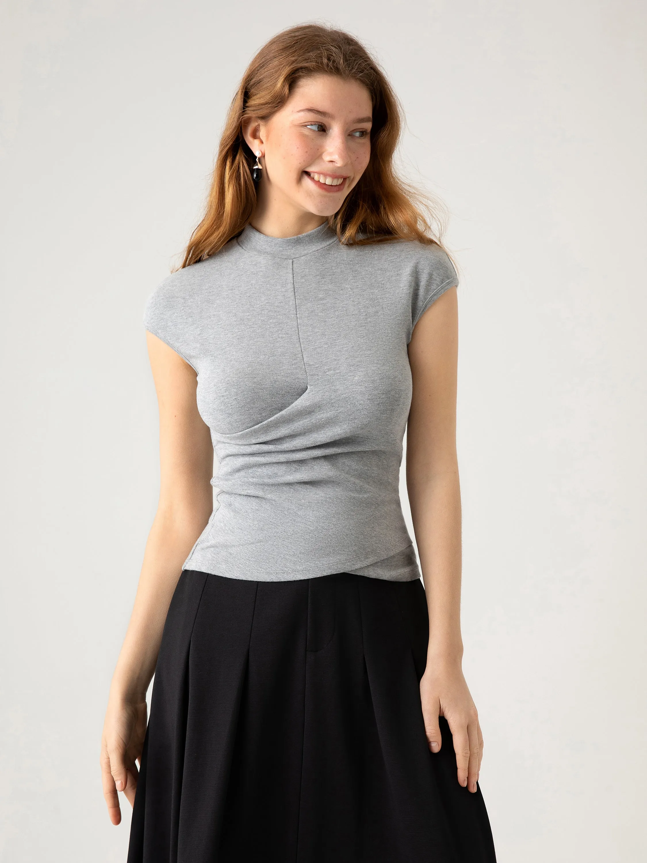 Asymmetrical Cap Sleeve Top sold by ogl move product image thumbnail 3