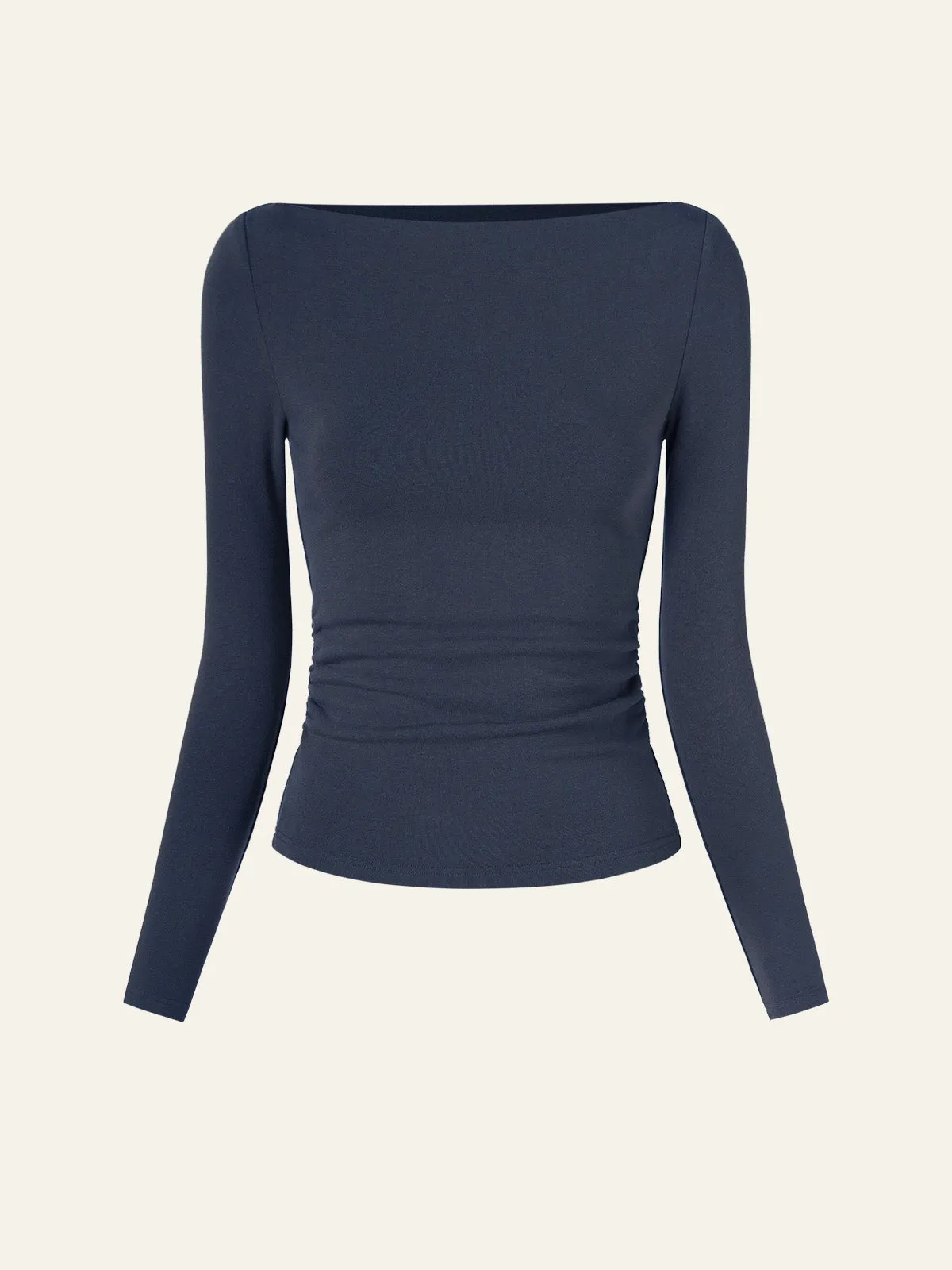 Modern Side Ruched Boatneck Brami Top sold by OGLmove product image thumbnail 2