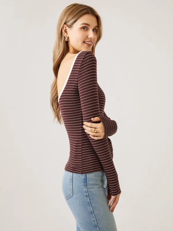 Striped Open-Back Brami Top sold by ogl move