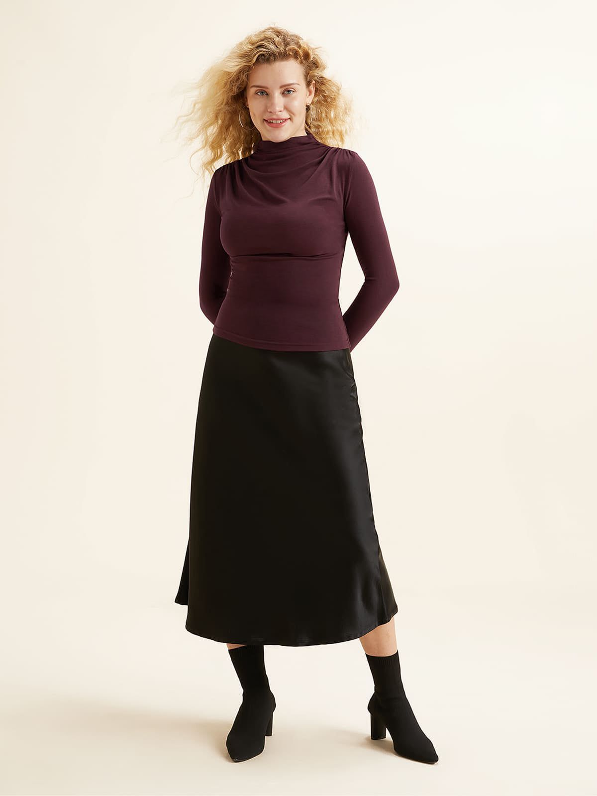 Eco-MiyaMoon® Draped Mock Neck Top sold by ogl move product image thumbnail 3