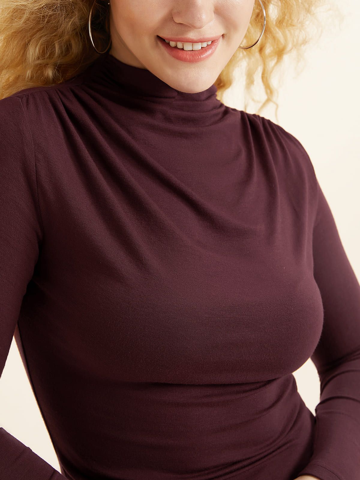 Eco-MiyaMoon® Draped Mock Neck Top sold by ogl move product image thumbnail 4