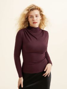Eco-MiyaMoon® Draped Mock Neck Top sold by ogl move