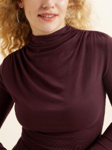 Eco-MiyaMoon® Draped Mock Neck Top sold by ogl move