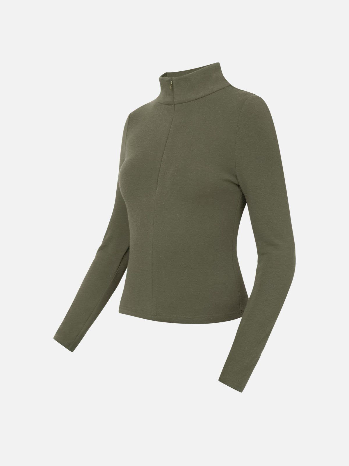 Eco-Mousse® Thermal Brushed Zip Up Mock Neck Top sold by ogl move product image thumbnail 2