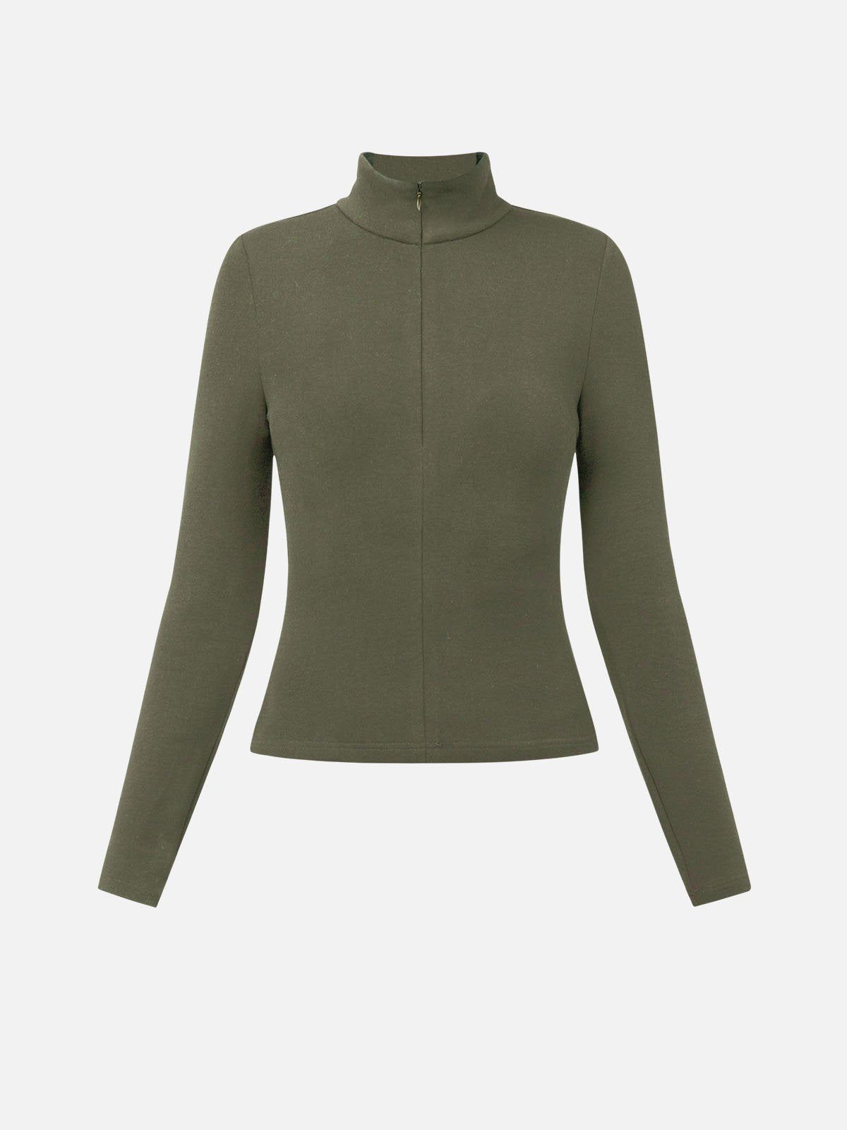 Eco-Mousse® Thermal Brushed Zip Up Mock Neck Top sold by ogl move