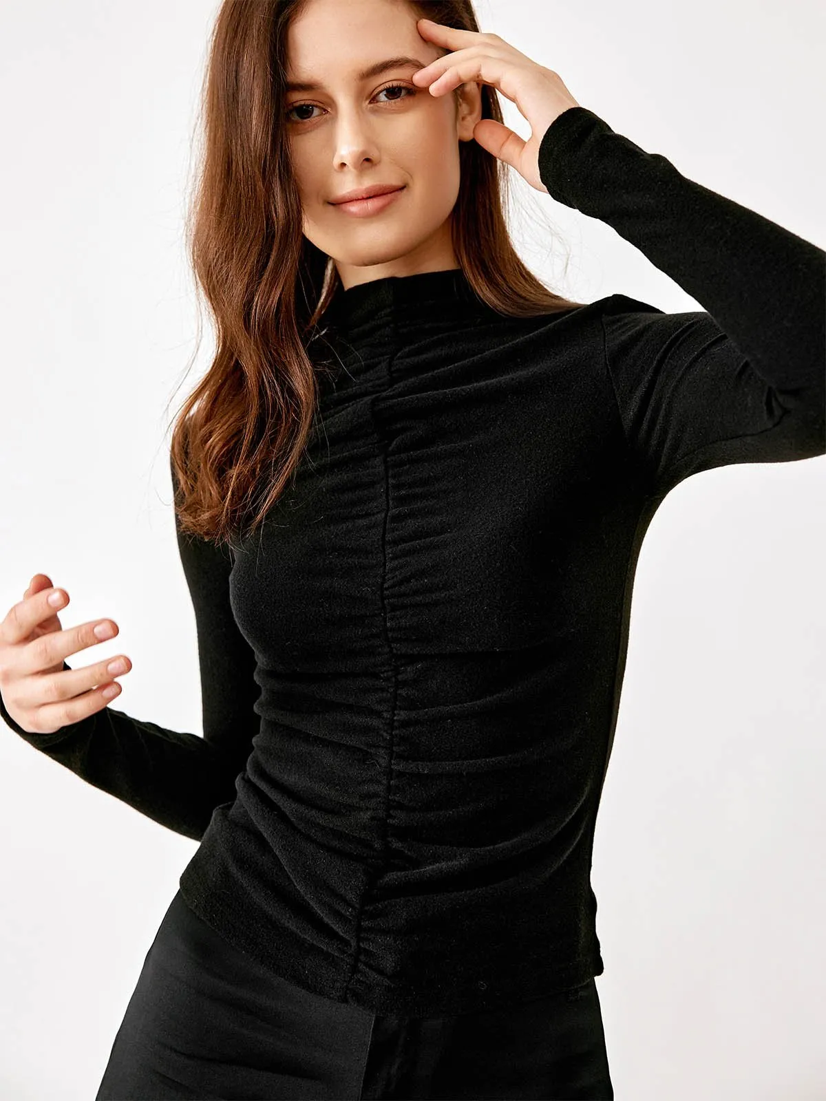 Eco-Mousse® Cropped Ruched Roll-Neck Top sold by ogl move