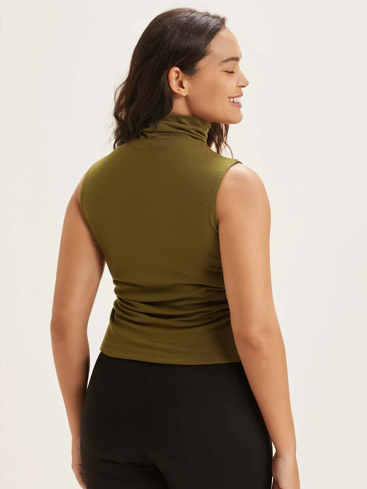 Wool Turtle Neck Ruched Sides Tank sold by ogl move product image thumbnail 5