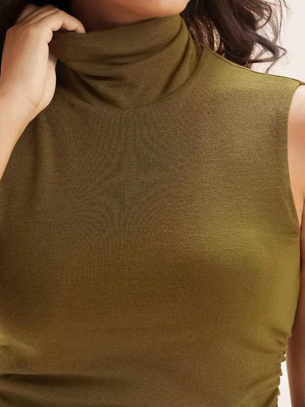 Wool Turtle Neck Ruched Sides Tank sold by ogl move product image thumbnail 4