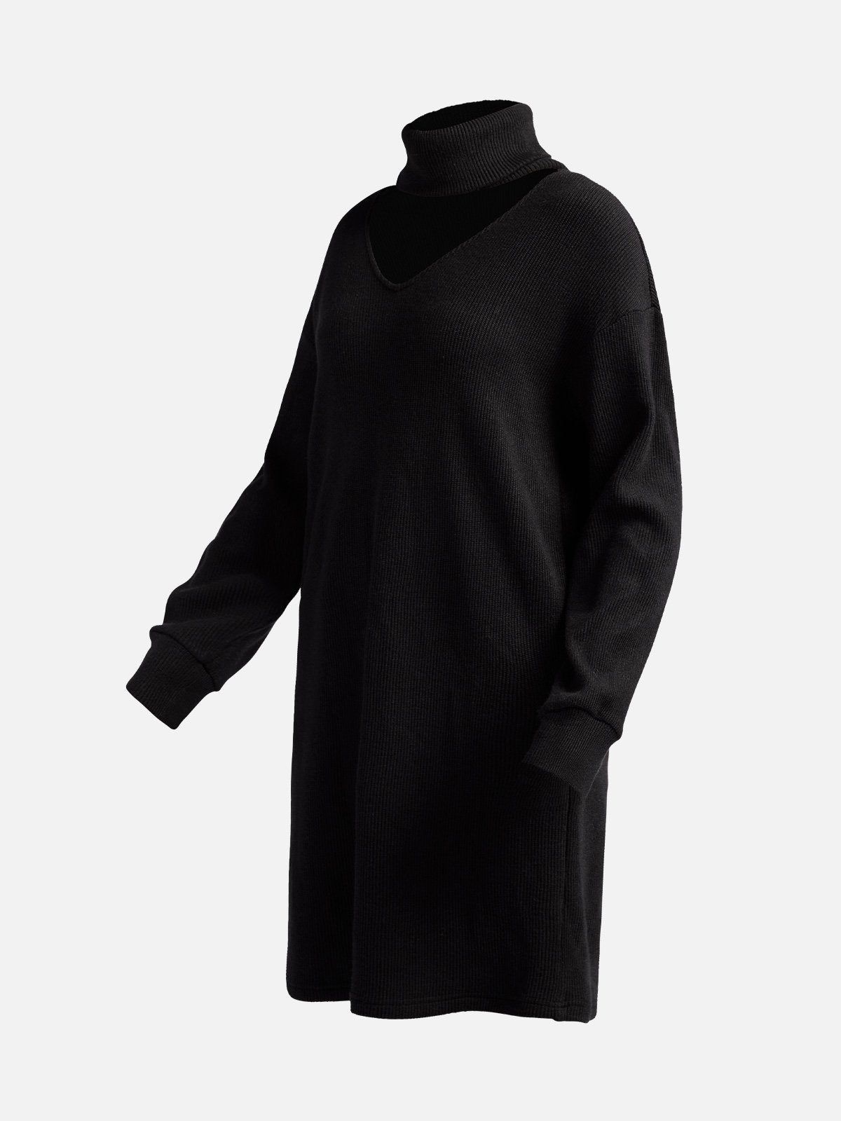 Mock Neck V-Shaped Cutout Sweater Dress sold by ogl move product image thumbnail 5