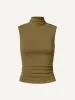 Wool Turtle Neck Ruched Sides Tank sold by ogl move