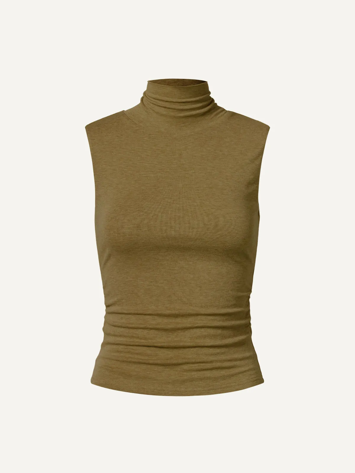 Wool Turtle Neck Ruched Sides Tank sold by ogl move product image thumbnail 2